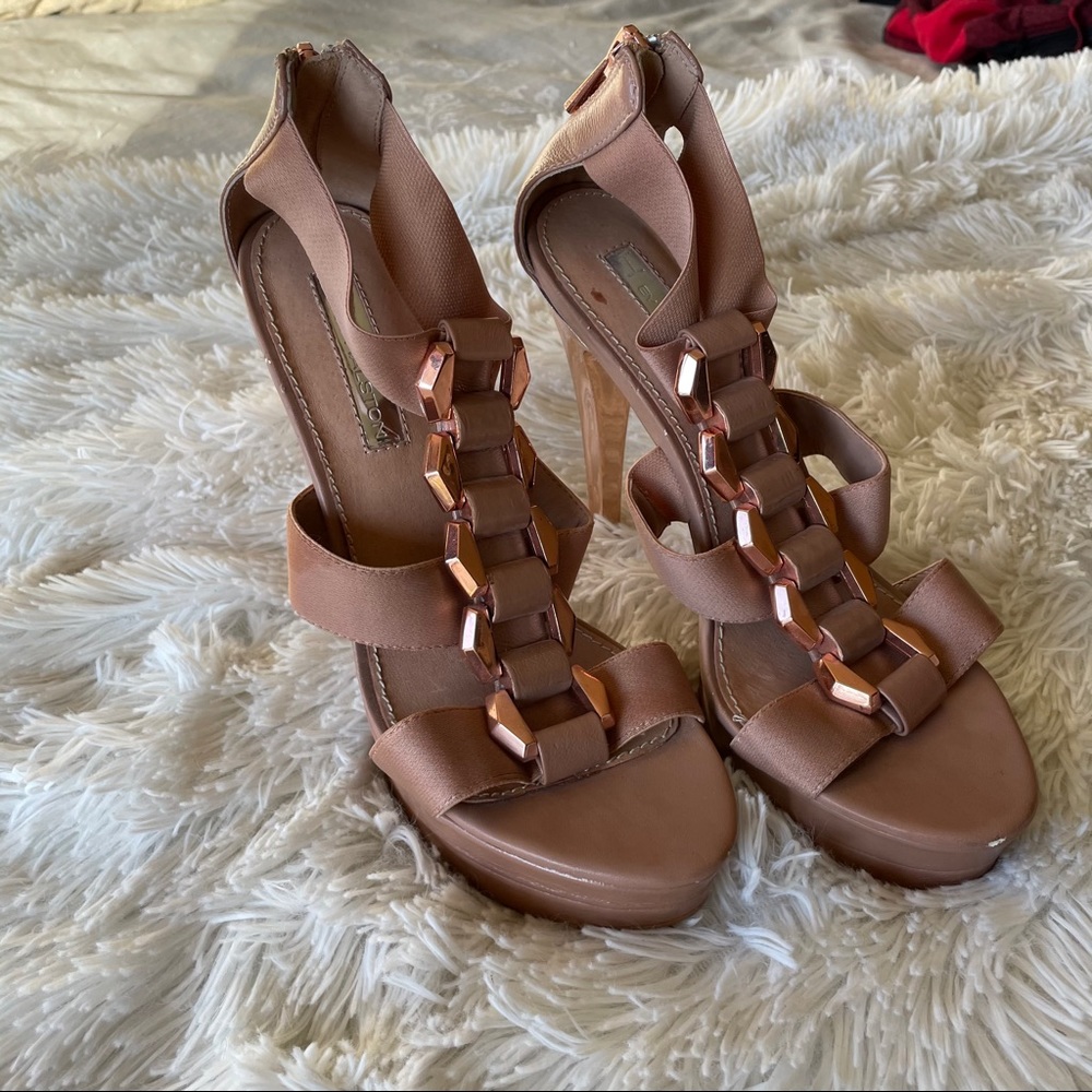 Nude and Rose Gold Platform Heels - Picture 3 of 10